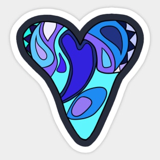 Long Blue Heart Sticker